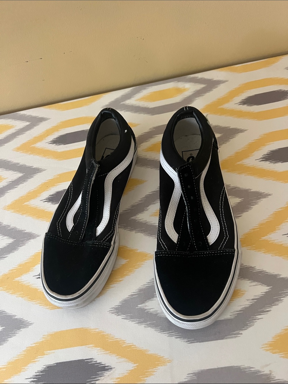 Vans Black and White Slip-On Style Sneakers 7.5